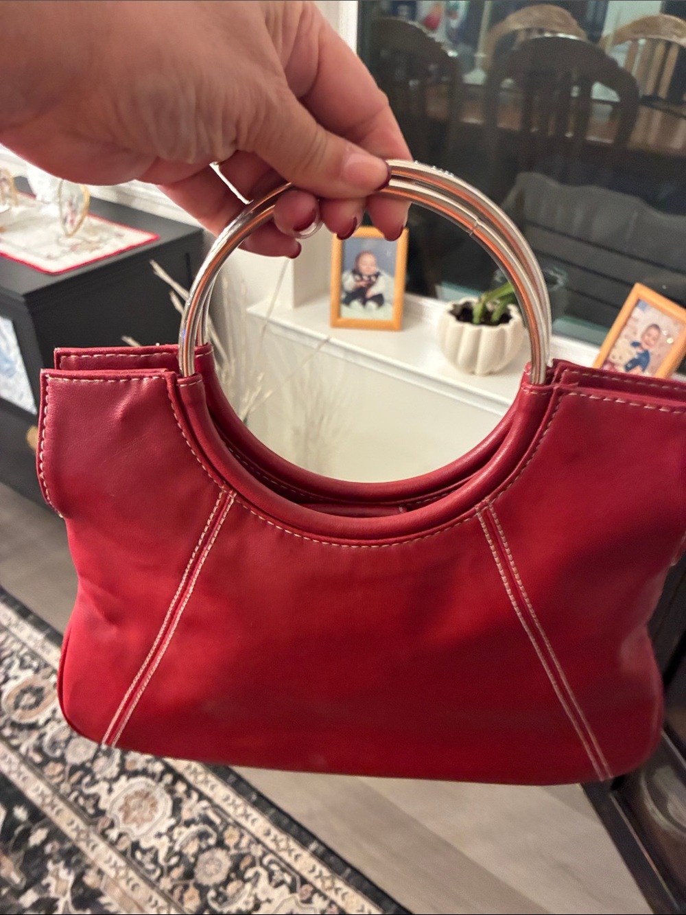 Unlisted Red Circle-Handle Wristlet Bag - Picture 4 of 5